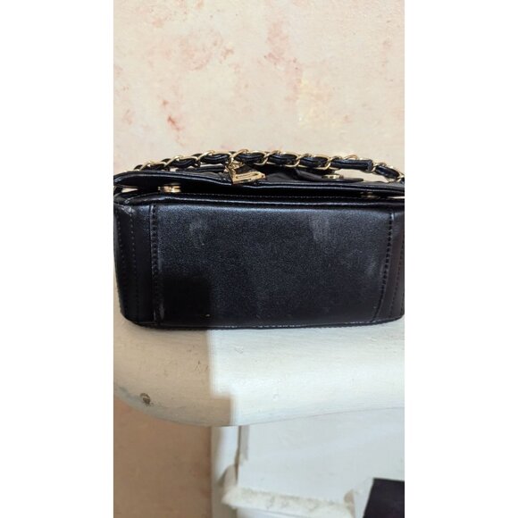 JingPin NvBao Black Faux Leather Biker Jacket Style shoulder Bag Chain Strap - Picture 5 of 11